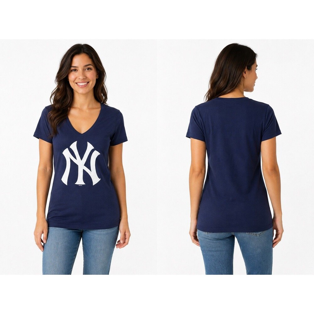 New York Yankees Women’s Medium Navy Blue V-Neck T-Shirt MLB NWT